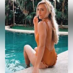 CASTAMIRA Rust Orange One-Piece Swimsuit. Size M